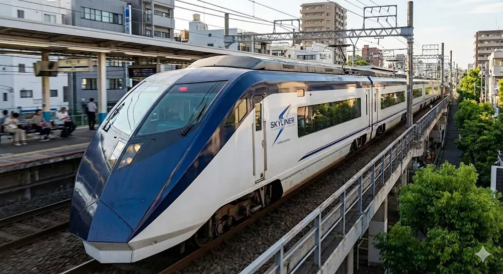 Keisei Skyliner express train connecting Narita Airport and Tokyo