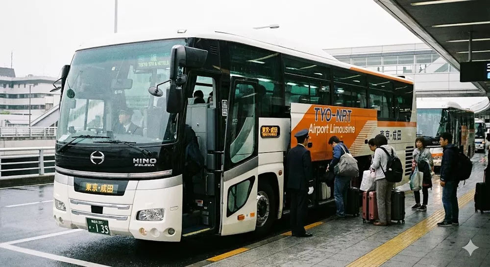 Low-cost airport bus (TYO-NRT) bound for Tokyo Station at Narita Airport