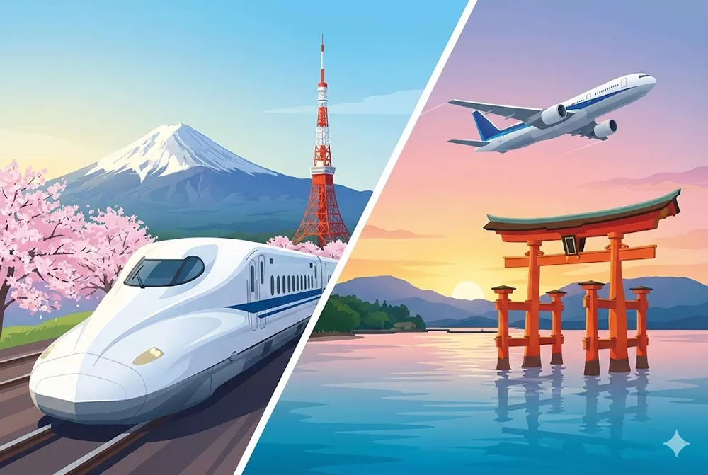 Comparison of travel from Tokyo to Hiroshima: Shinkansen bullet train vs Airplane