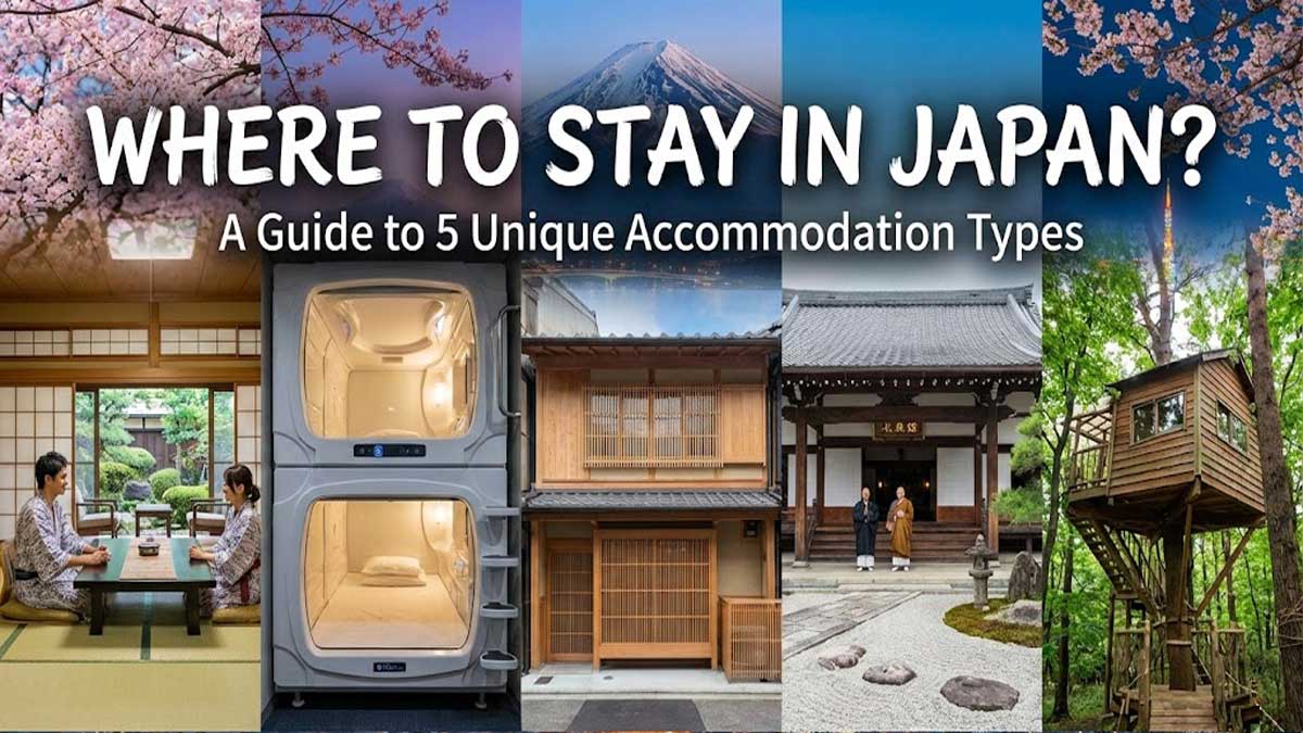 Guide to 5 unique accommodation types in Japan including Ryokan and Capsule Hotels