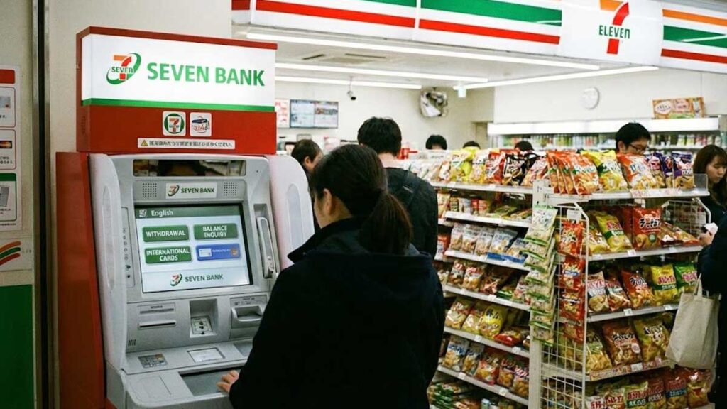 Seven Bank ATM at a 7-Eleven store in Japan with English interface